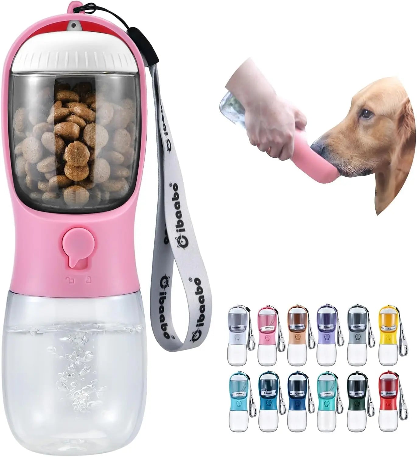 Dog Water & Food Bottle Portable 2in1 Dispenser Filter Leak Proof